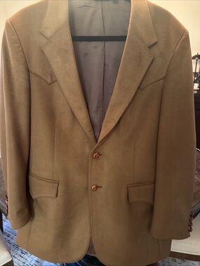 Farah Men's Brown Suede Coat - Classic “Yellowstone” Tailored 42R RARE